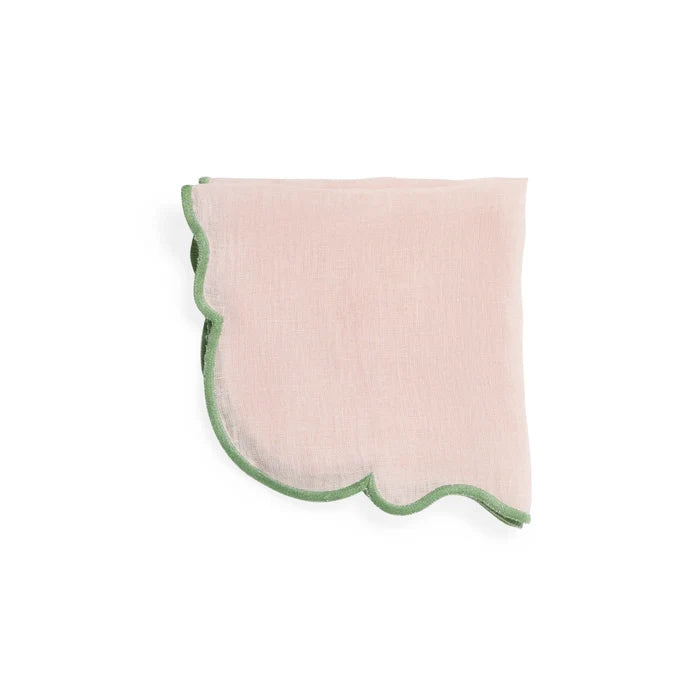 SET 2 NAPKIN PINK 45X45 GREEN RIM
