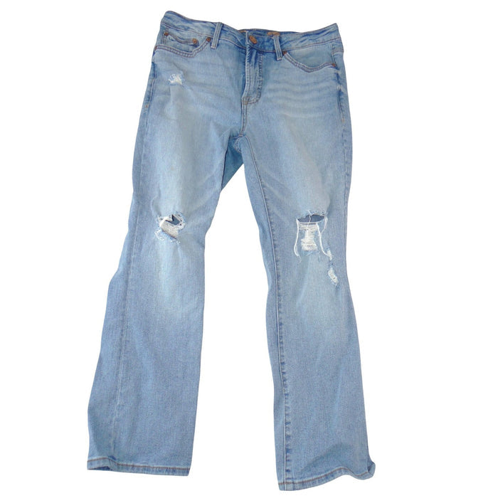 Seven7 Womens Light Wash Distressed Bootcut Jeans Ripped Knee Size 40
