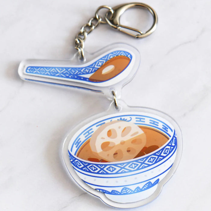 Shattered Earth: Porcelain Bowl & Lotus Soup Keychain
