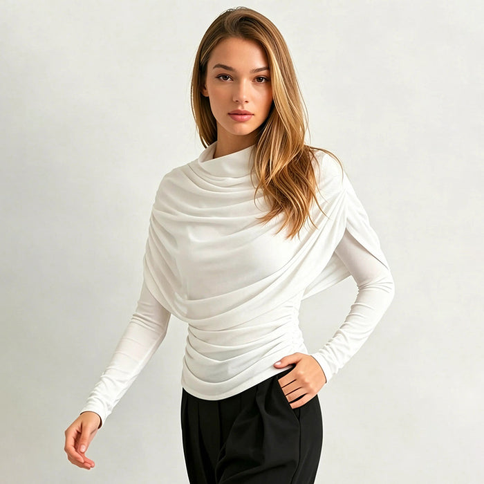 Sherry Full Sleeves Mesh Top - White