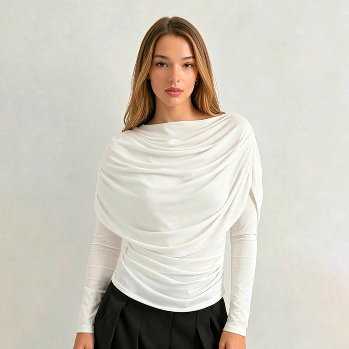 Sherry Full Sleeves Mesh Top - White
