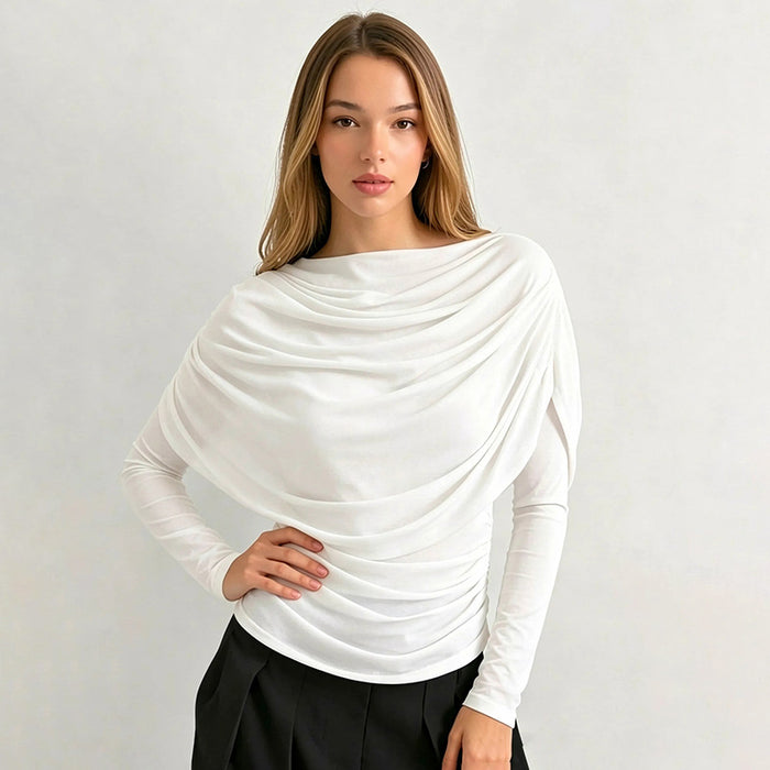 Sherry Full Sleeves Mesh Top - White