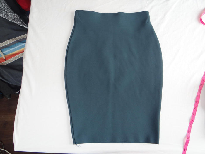 Shinesdar Women's Teal Bodycon Midi Skirt Forest Green1