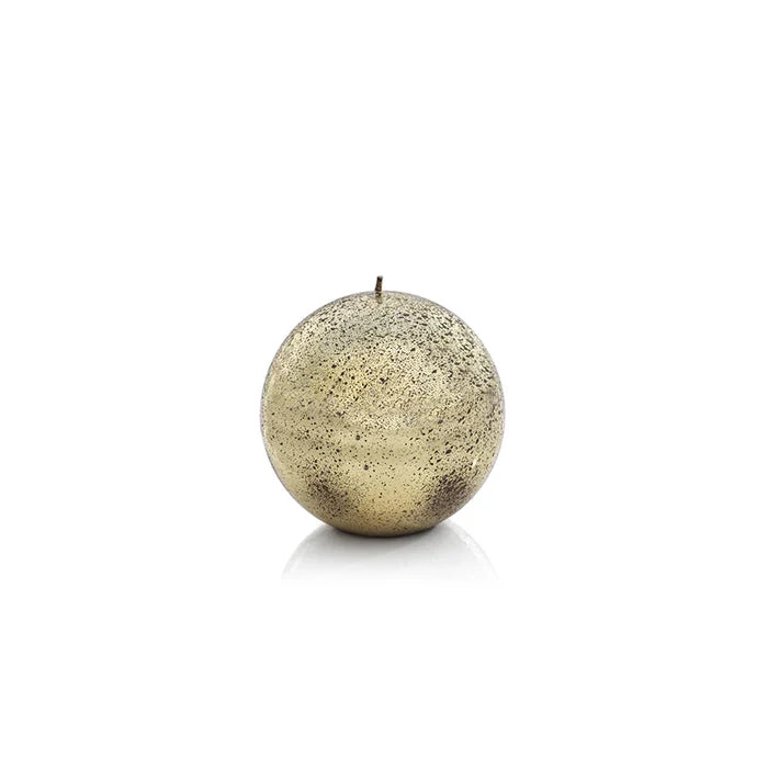SHINY METALLIC BALL CANDLE- ANTIQUE GOLD/4.75"
