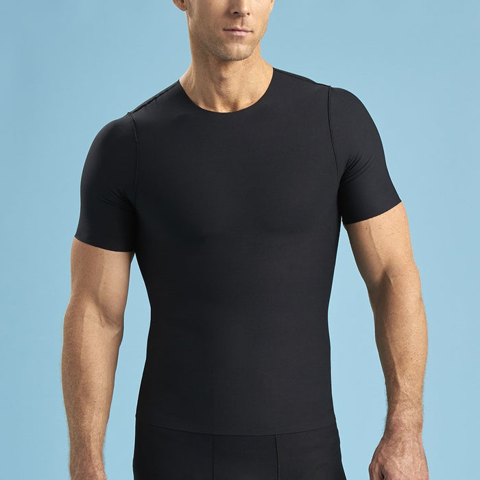 Marena Shape style ME-1000 Short sleeve compression crew neck, front view in black