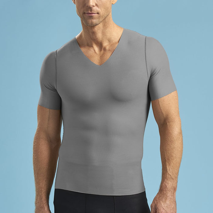 Marena Shape style ME-1001 Short sleeve compression v-neck , front view in grey
