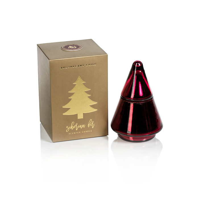 SIBERIAN FIR TREE CANDLE JAR IN GIFT BOX - BURGUNDY