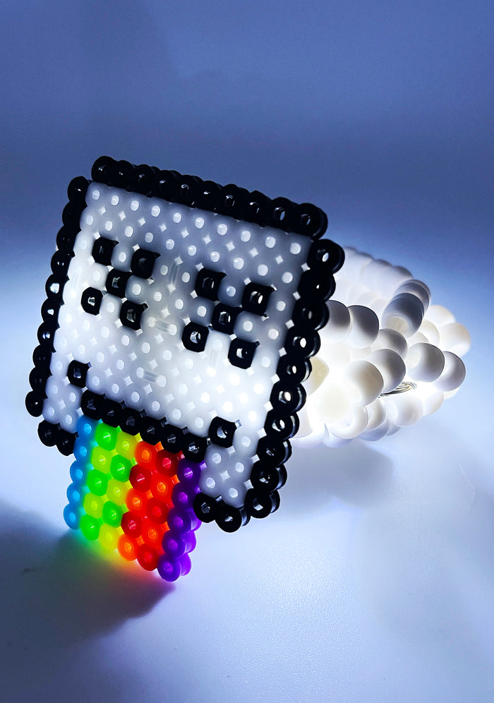 LASR Silly Emoticon Light Up Pendant Rave Kandi Bracelet — front view