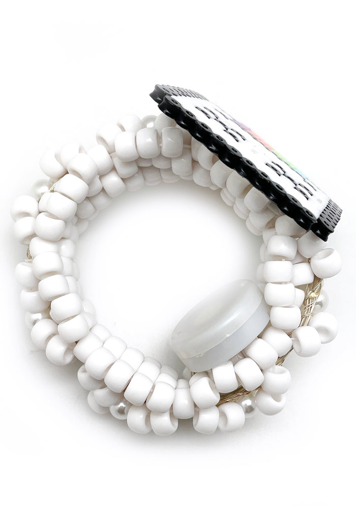 LASR Silly Emoticon Light Up Pendant Rave Kandi Bracelet — detail view