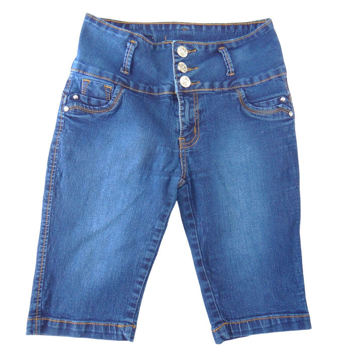 Silver Diva Womens Y2K High Waist Bermuda Denim Shorts Dark Wash Braided Size 70