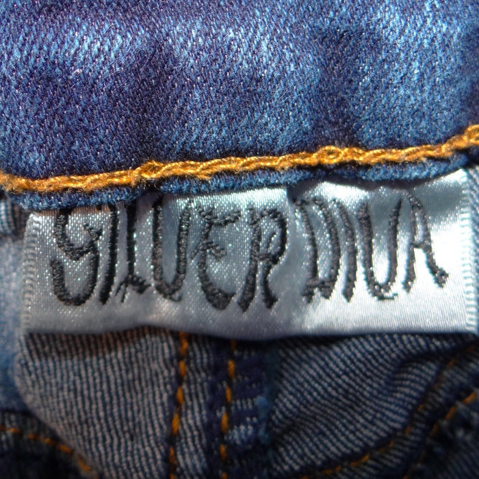 Silver Diva Womens Y2K High Waist Bermuda Denim Shorts Dark Wash Braided Size 72