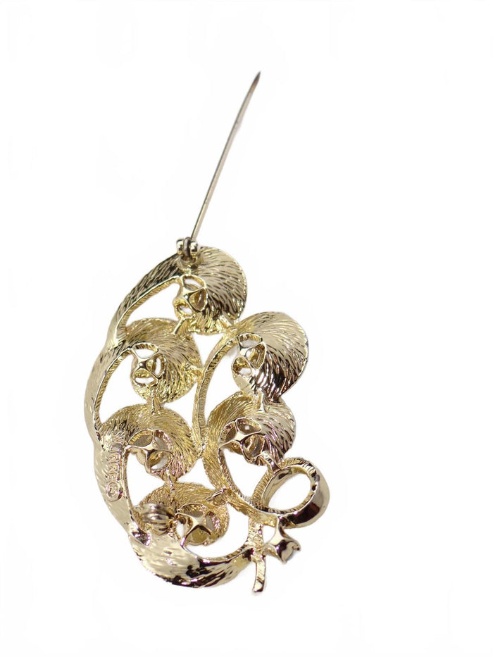 Silver Tone Brooch with Black Pearls3