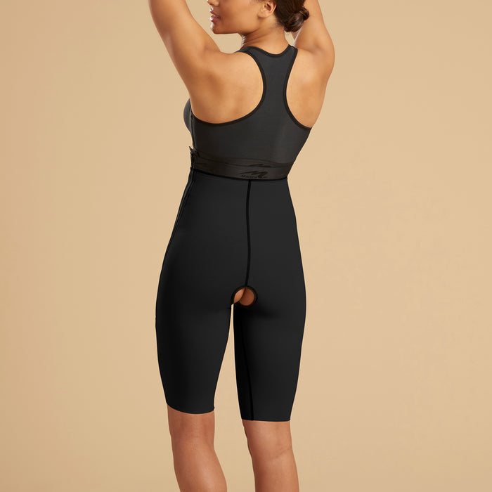 Marena Recovery style LL1GS Thigh length single zip compression girdle, black view in black