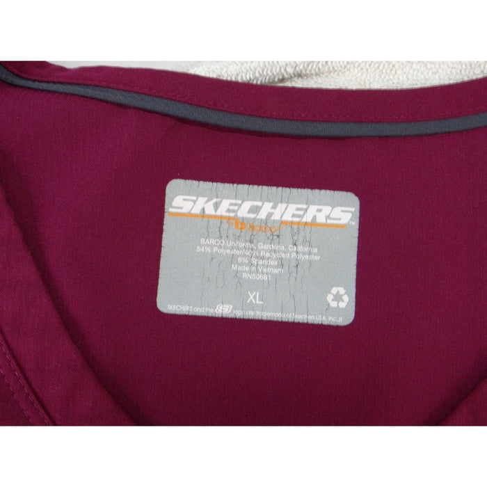 Skechers by Barco Womens XL Berry Purple V Neck Scrub Top Short Sleeve 32702