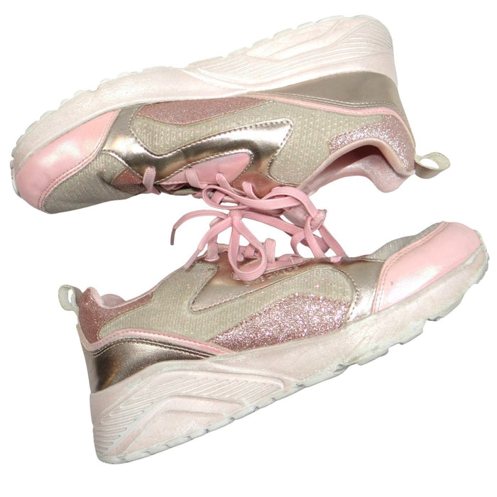 Skechers Kids Girls Sneakers Pink Gold Glitter Memory Foam Size 50