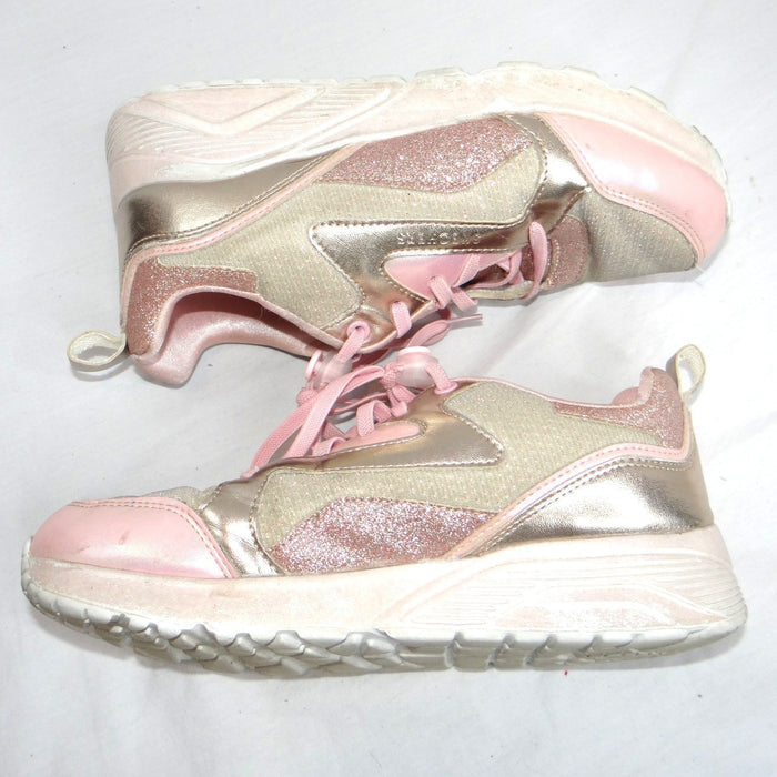 Skechers Kids Girls Sneakers Pink Gold Glitter Memory Foam Size 51