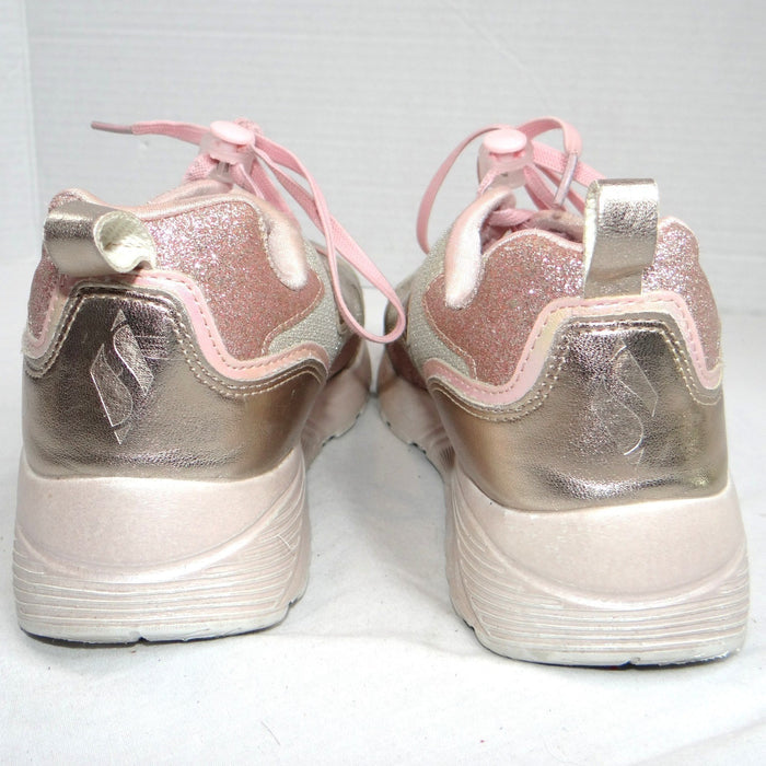 Skechers Kids Girls Sneakers Pink Gold Glitter Memory Foam Size 52