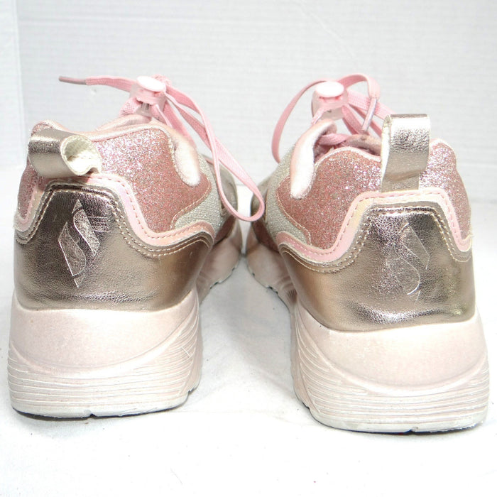 Skechers Kids Girls Sneakers Pink Gold Glitter Memory Foam Size 53