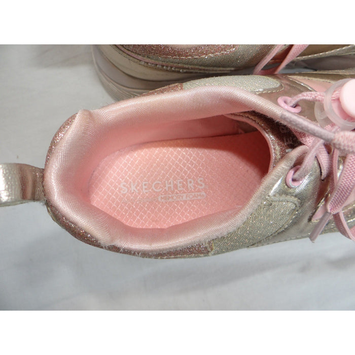 Skechers Kids Girls Sneakers Pink Gold Glitter Memory Foam Size 55