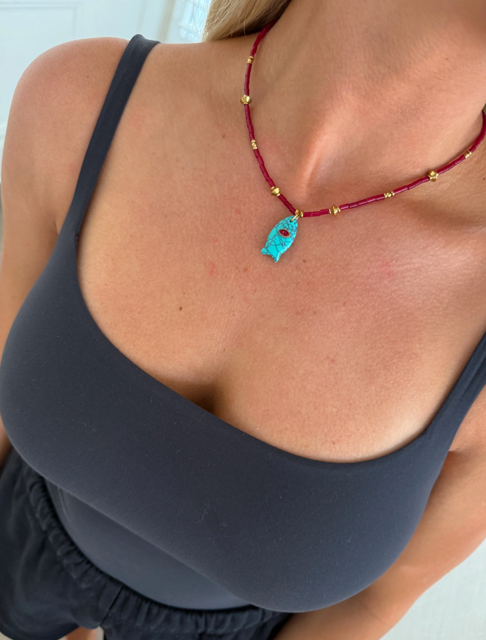 Sloane Necklace - Blue Fish