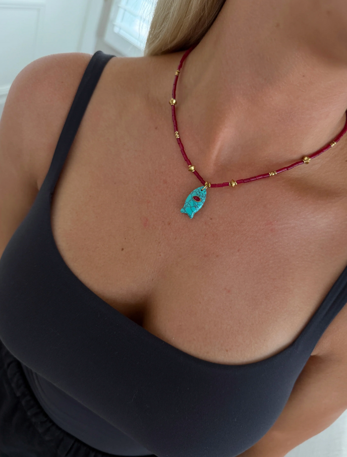 Sloane Necklace - Blue Fish