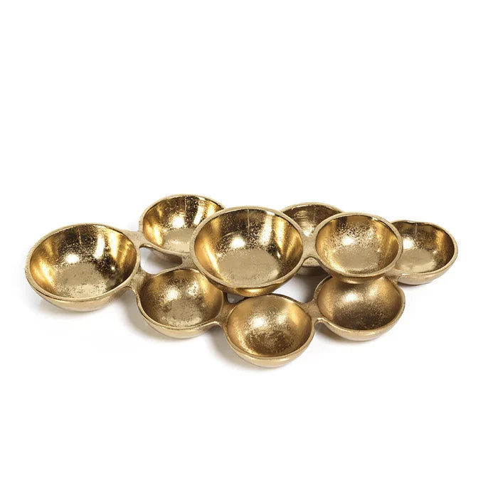 SMALL CLUSTER OF NINE SERVING BOWLS - DARK GOLD
