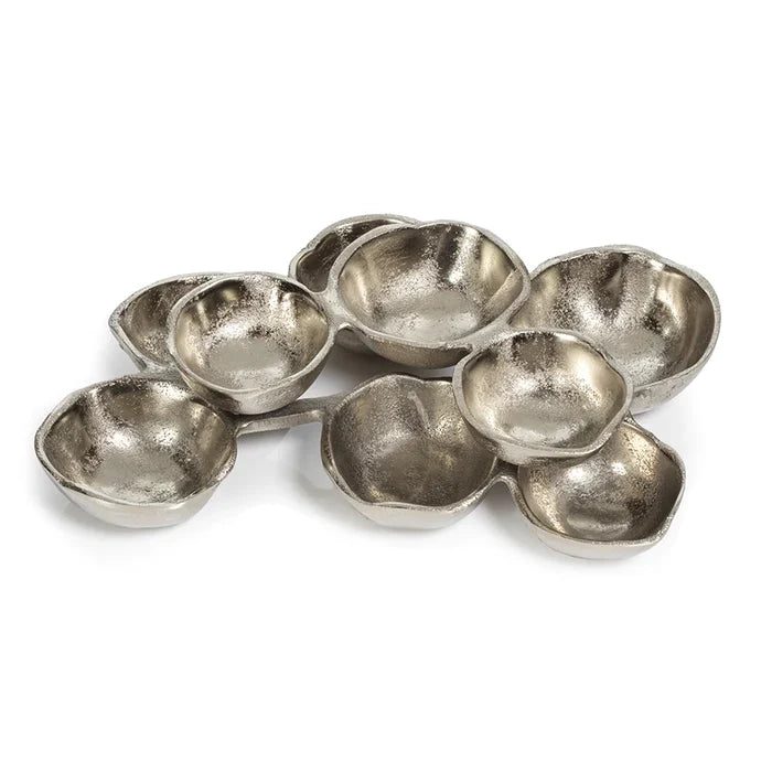 SMALL CLUSTER OF NINE SERVING BOWLS - NICKEL