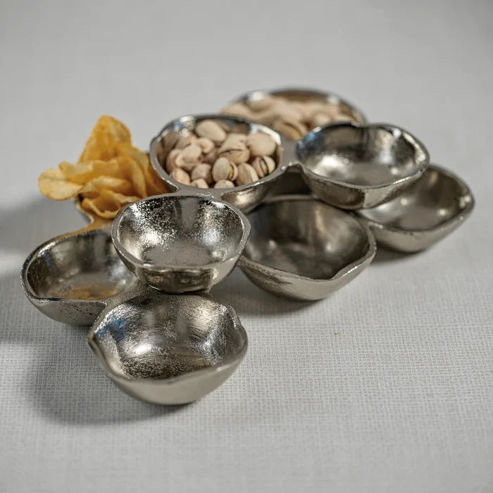SMALL CLUSTER OF NINE SERVING BOWLS - NICKEL