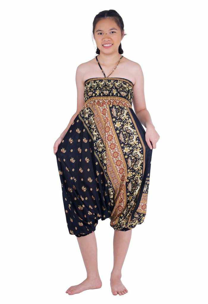 Small Gold Elephant Harem Pants - Lannaclothesdesign Shop