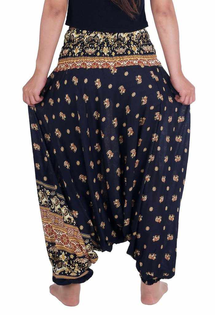 Small Gold Elephant Harem Pants - Lannaclothesdesign Shop