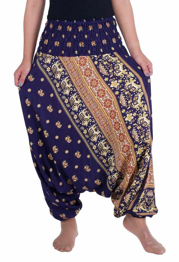 Small Gold Elephant Harem Pants - Lannaclothesdesign Shop