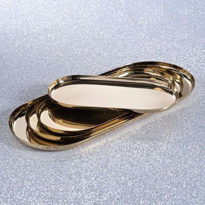 SMALL-PARK LANE VERSATILE OVAL TRAY GOLD 9.5