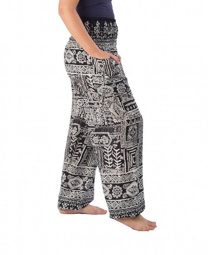 Smocked Waist Harem Boho Pants - Lannaclothesdesign Shop
