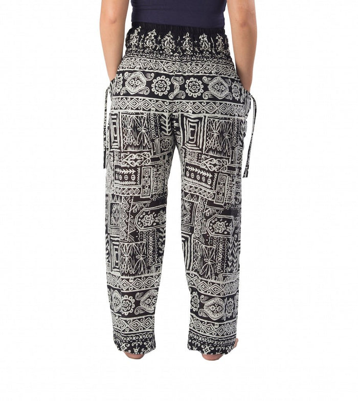 Smocked Waist Harem Boho Pants - Lannaclothesdesign Shop