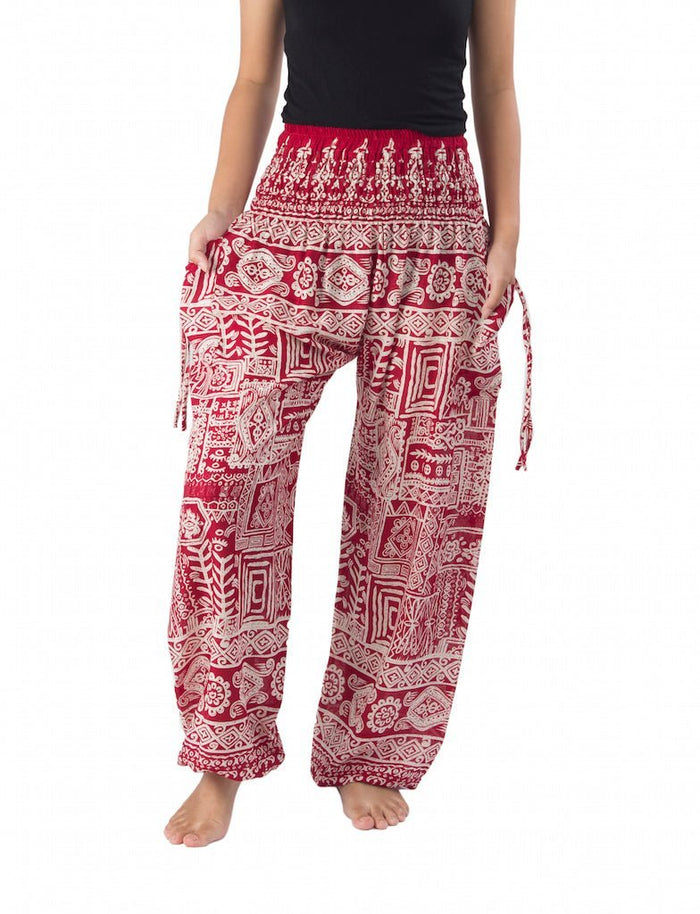 Smocked Waist Harem Boho Pants - Lannaclothesdesign Shop