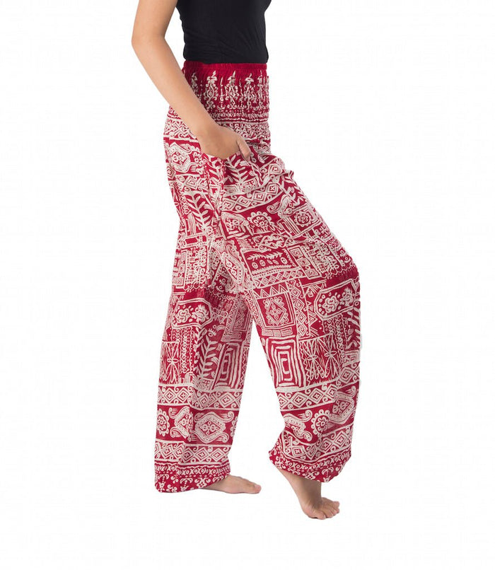 Smocked Waist Harem Boho Pants - Lannaclothesdesign Shop