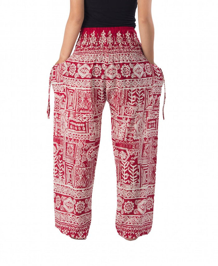 Smocked Waist Harem Boho Pants - Lannaclothesdesign Shop