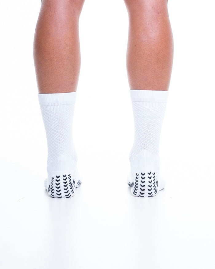 SOXPro Ankle Support bianca indossata - vista posteriore