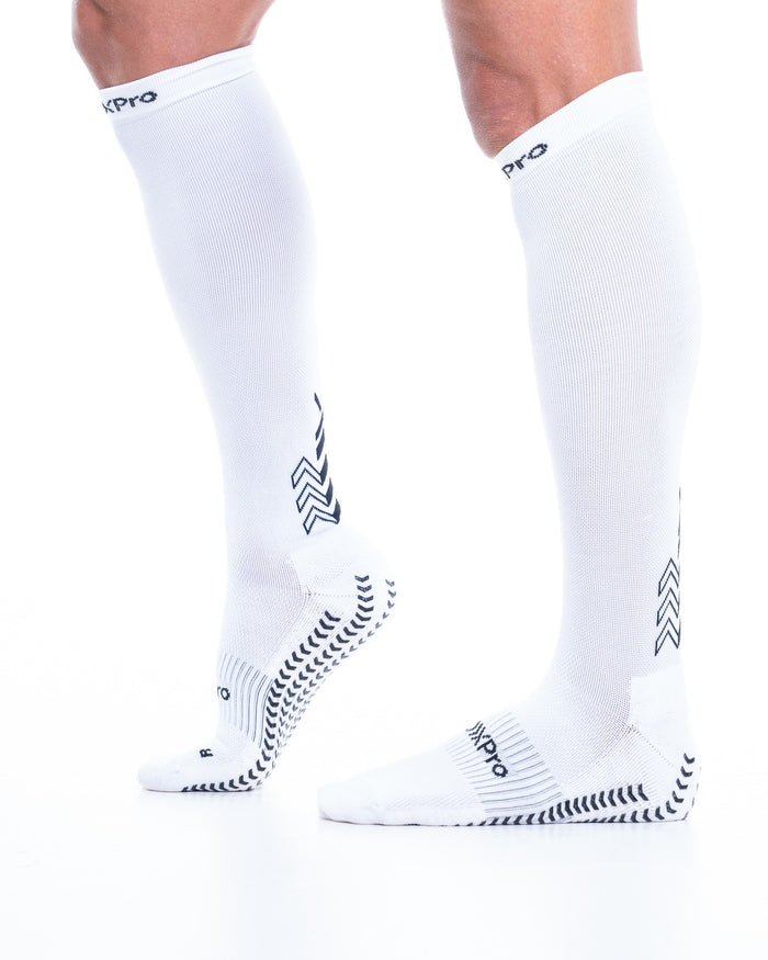 SOXPro Compression bianca indossata - vista laterale