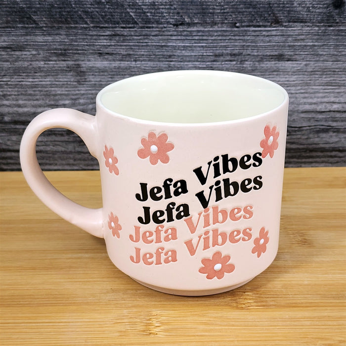 Spanish Coffee Mug Jefa Vibes- Throw Vibes- Retro Tea Cup Blue Sky Ceramic