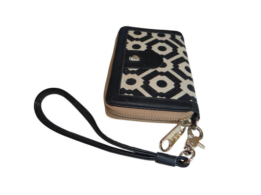Sparrow Design Wristlet Wallet   Stylish Black and Cream Purse0