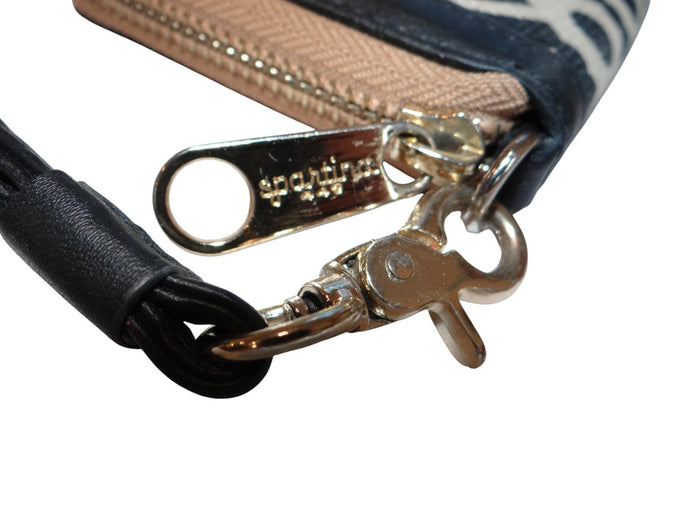 Sparrow Design Wristlet Wallet   Stylish Black and Cream Purse1