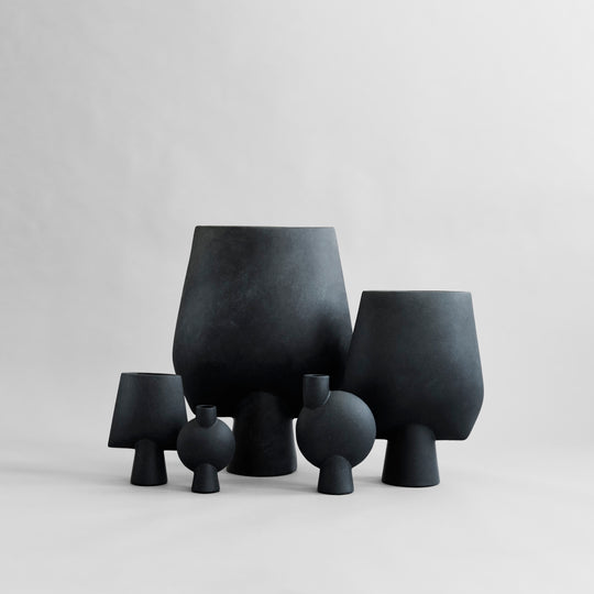 SPHERE VASE SQUARE, MINI - BLACK