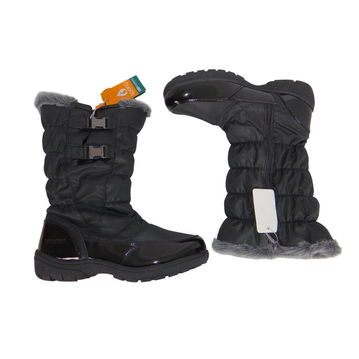 Sporto Eco System Womens Black Quilted Faux Fur Trim Winter Boots Size 10 NEW0