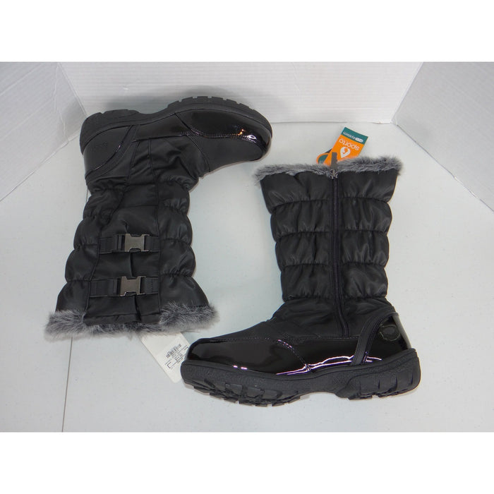 Sporto Eco System Womens Black Quilted Faux Fur Trim Winter Boots Size 10 NEW1