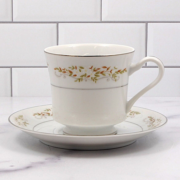 Springtime 2 Saucer & Cup Set for Tea or Coffee Mug Ceramic International Silver