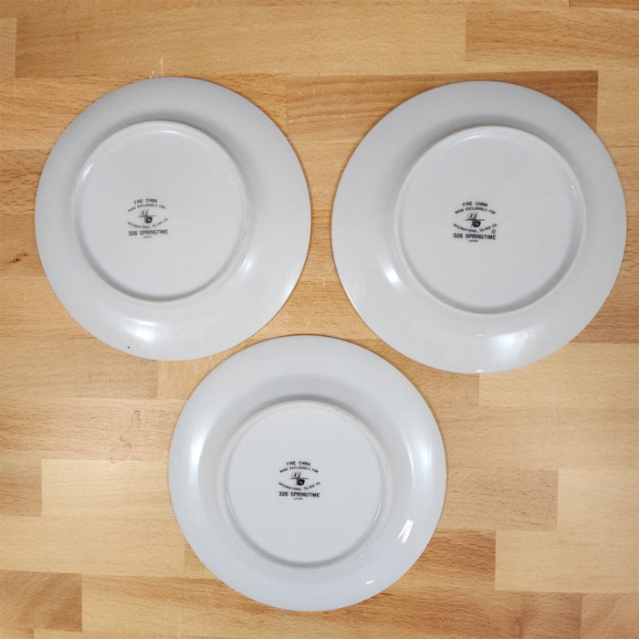 Springtime 3 Bread Butter Salad Plate Set International Silver Co 326 Ceramic