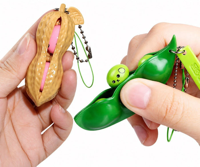 Squeezy Fidget Keychain – Pea & Peanut Sensory Pop Toy