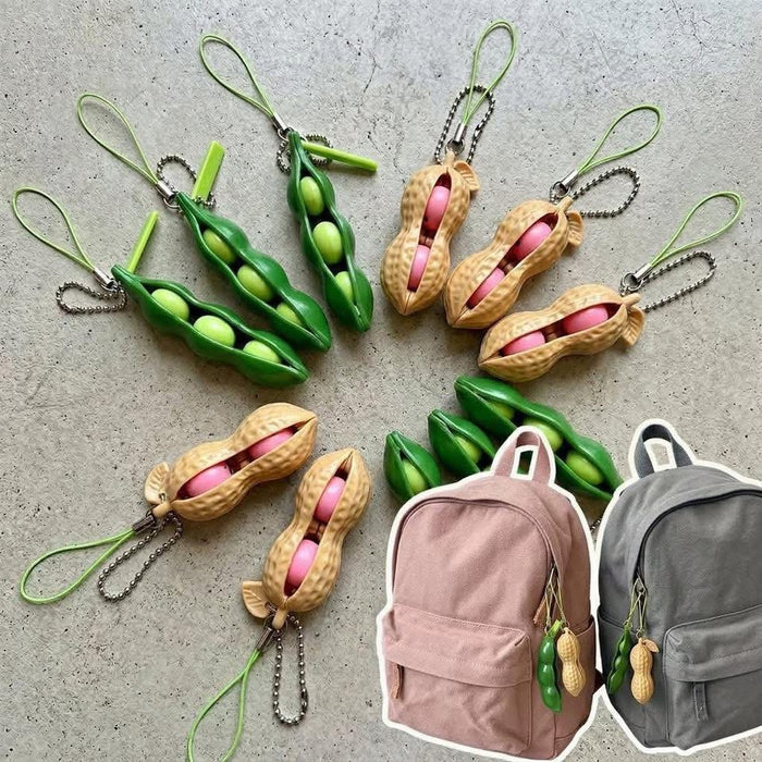 Squeezy Fidget Keychain – Pea & Peanut Sensory Pop Toy