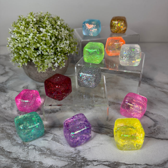 Squishy Toy - Rounded Glitter Cube